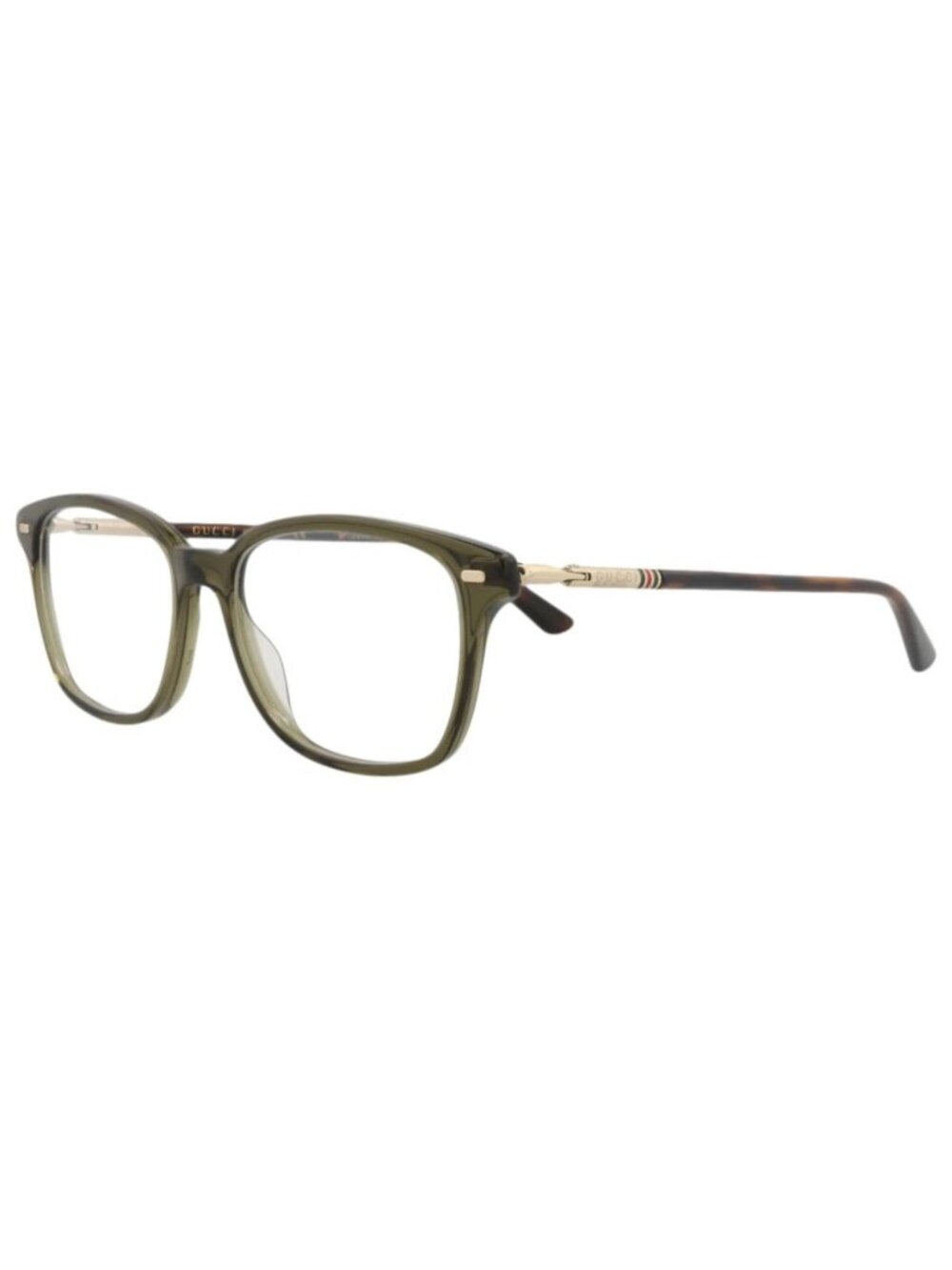 New Gucci Women's Eyeglasses Square Rectangle Acetate Frame Mens Green Gold